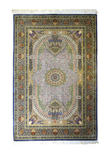 A35536 Persian Rug Qum Handmade Area Traditional 4'6'' x 6'10'' -5x7- Blue Green Purple Gonbad Dome Babaie Design