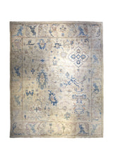A35545 Oriental Rug Afghan Handmade Area Transitional Neutral 12'0'' x 14'10'' -12x15- Whites Beige Blue Geometric Oushak Design