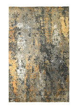A35578 Oriental Rug Indian Handmade Area Modern 4'12'' x 8'0'' -5x8- Gray Yellow Gold Abstract Splatter Design