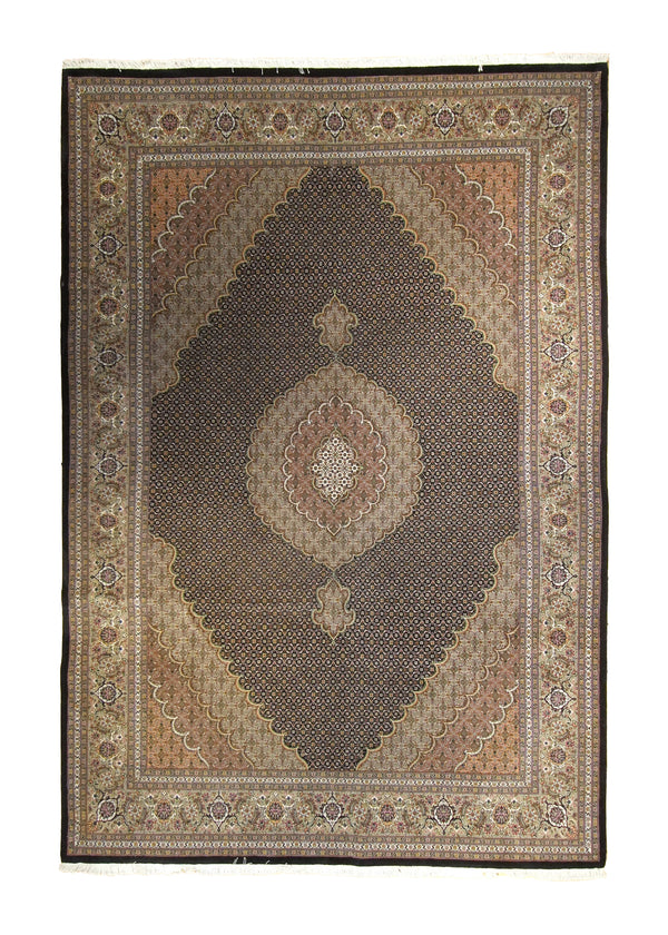 A35585 Persian Rug Tabriz Handmade Area Traditional 6'9'' x 9'8'' -7x10- Blue Green Mahi Fish Design