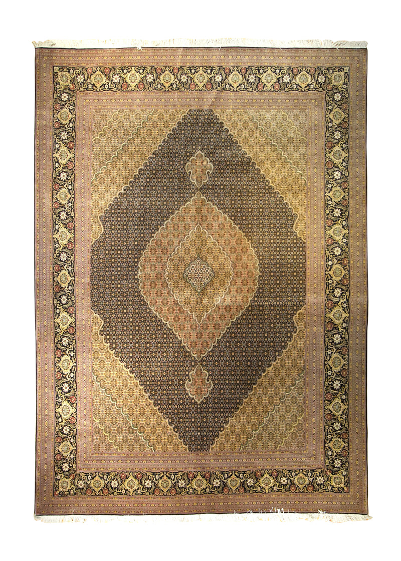 A35586 Persian Rug Tabriz Handmade Area Traditional 8'3'' x 11'9'' -8x12- Blue Green Mahi Fish Design