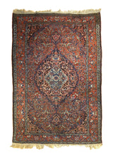 A35595 Persian Rug Farahan Sarouk Handmade Area Antique Traditional 4'7'' x 6'10'' -5x7- Red Blue Floral Design.jpg
