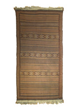 A35602 Persian Rug Sirjan Handmade Area Tribal Vintage 3'8'' x 7'0'' -4x7- Whites Beige Brown Green Geometric Design