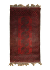 A35603 Oriental Rug Afghan Handmade Area Tribal Vintage 3'4'' x 5'10'' -3x6- Red Geometric Bokhara Elephant Foot Design