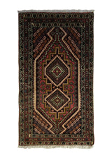 A35609 Persian Rug Abadeh Handmade Area Tribal Vintage 1'11'' x 3'3'' -2x3- Pink Geometric Design
