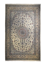 A35610 Persian Rug Nain Handmade Area Traditional 8'4'' x 12'11'' -8x13- Whites Beige Blue Floral Design