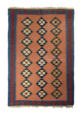 A35617 Persian Rug Ghashghaei Handmade Area Tribal 2'7'' x 3'11'' -3x4- Pink Blue Geometric Kilim Design