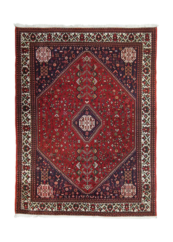 A35625 Persian Rug Abadeh Handmade Area Tribal 5'1'' x 6'11'' -5x7- Blue Red Geometric Design
