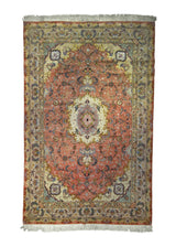 A35634 Persian Rug Tabriz Handmade Area Traditional 6'5'' x 10'0'' -6x10- Pink Yellow Gold Floral Naghsh Design