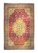 A35636 Persian Rug Kermanshah Handmade Area Antique Traditional 10'6'' x 16'2'' -11x16- Yellow Gold Red Floral Design.jpg