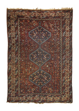 A35655 Persian Rug Shiraz Handmade Area Antique Tribal 7'2'' x 10'3'' -7x10- Blue Geometric Design