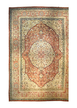 A35664 Persian Rug Tabriz Handmade Area Antique Traditional 15'9'' x 21'9'' -16x22- Whites Beige Red Yellow Gold Floral Haji Jalili Design