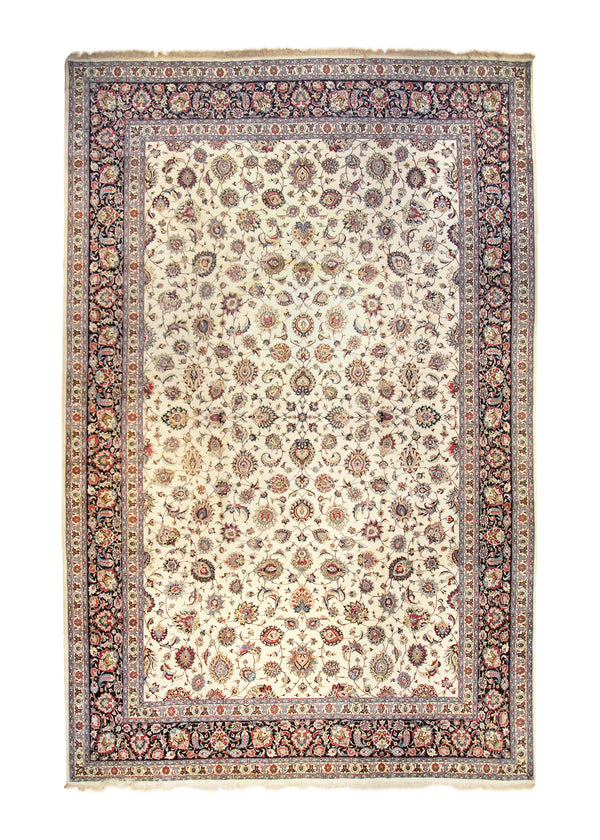 A35665 Persian Rug Khorasan Handmade Area Traditional 13'2'' x 20'0'' -13x20- Whites Beige Blue Floral Design
