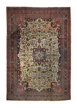 A35668 Persian Rug Bijar Handmade Area Traditional 8'8'' x 12'6'' -9x13- Whites Beige Red Blue Floral Design