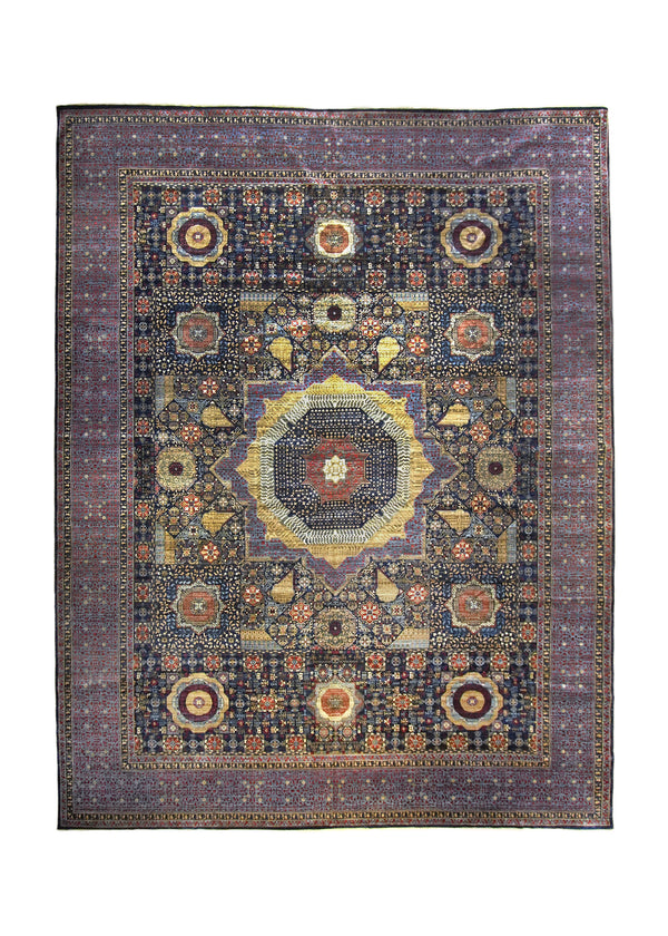 A35672 Oriental Rug Pakistani Handmade Area Transitional Tribal 12'11'' x 16'11'' -13x17- Purple Yellow Gold Mamluk Nooristan Design