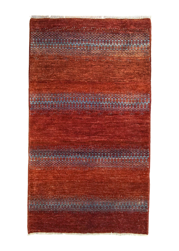 A35696 Oriental Rug Pakistani Handmade Area Transitional 2'9'' x 4'11'' -3x5- Red Stripes Gabbeh Design