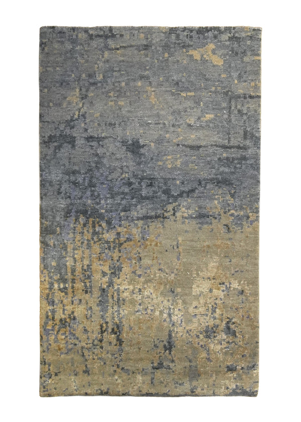 A35699 Oriental Rug Indian Handmade Area Modern Neutral 2'11'' x 4'10'' -3x5- Whites Beige Blue Abstract Splatter Design