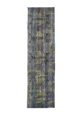 A35701 Oriental Rug Indian Handmade Runner Modern 2'5'' x 8'11'' -2x9- Yellow Gold Purple Gray Abstract Erased Design