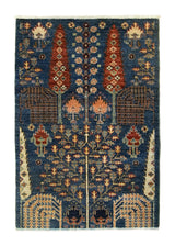 A35703 Oriental Rug Pakistani Handmade Area Transitional Tribal 2'6'' x 3'7'' -3x4- Blue Red Tree of Life Bakhshayesh Design