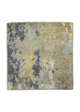 A35704 Oriental Rug Indian Handmade Square Modern Neutral 2'7'' x 2'7'' -3x3- Whites Beige Gray Yellow Gold Abstract Design