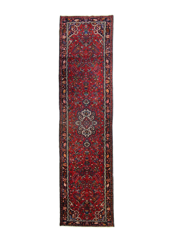 A35705 Persian Rug Hamadan Handmade Runner Tribal 3'4'' x 13'2'' -3x13- Red Floral Design