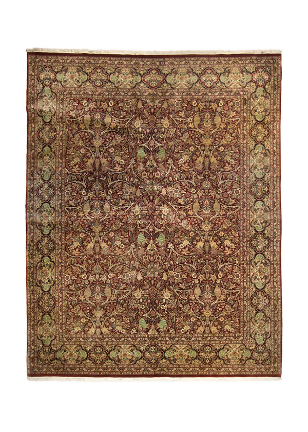 A35706 Oriental Rug Pakistani Handmade Area Traditional 8'0'' x 10'0'' -8x10- Red Yellow Gold Floral Design.jpg