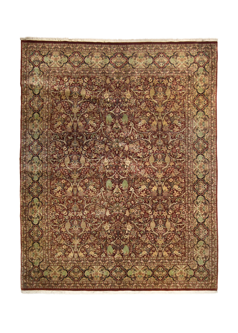 A35706 Oriental Rug Pakistani Handmade Area Traditional 8'0'' x 10'0'' -8x10- Red Yellow Gold Floral Design.jpg