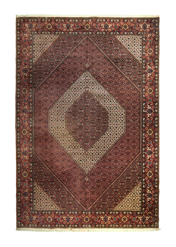 A35708 Persian Rug Bijar Handmade Area Traditional 8'5'' x 12'3'' -8x12- Red Geometric Herati Design