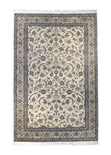 A35714 Persian Rug Nain Handmade Area Traditional 5'4'' x 8'0'' -5x8- Whites Beige Blue Floral Design