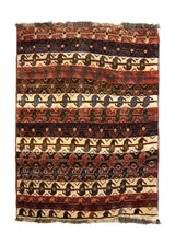 A35720 Persian Rug Ghashghaei Handmade Area Tribal 3'5'' x 4'8'' -3x5- Red Multi-color Stripes Design