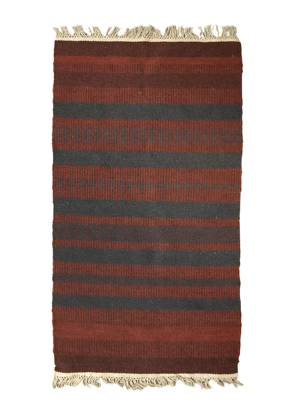 A35721 Native American Rug South America Handmade Area Tribal 1'11'' x 3'5'' -2x3- Blue Red Stripes Design
