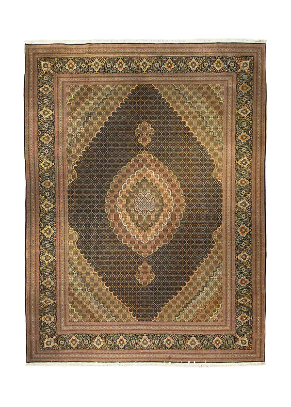 A35730 Persian Rug Tabriz Handmade Area Traditional 8'2'' x 11'4'' -8x11- Green Blue Mahi Fish Design
