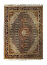 A35731 Persian Rug Tabriz Handmade Area Traditional 4'11'' x 6'9'' -5x7- Green Blue Red Mahi Fish Design