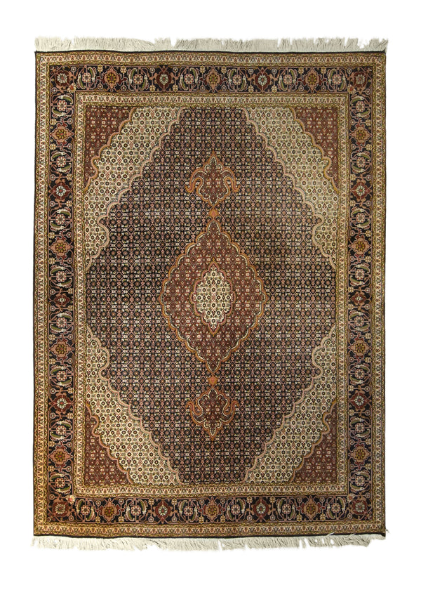A35731 Persian Rug Tabriz Handmade Area Traditional 4'11'' x 6'9'' -5x7- Green Blue Red Mahi Fish Design