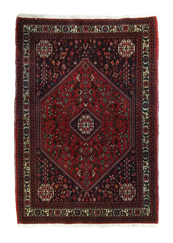 A35735 Persian Rug Abadeh Handmade Area Tribal 3'6'' x 4'10'' -4x5- Red Geometric Design