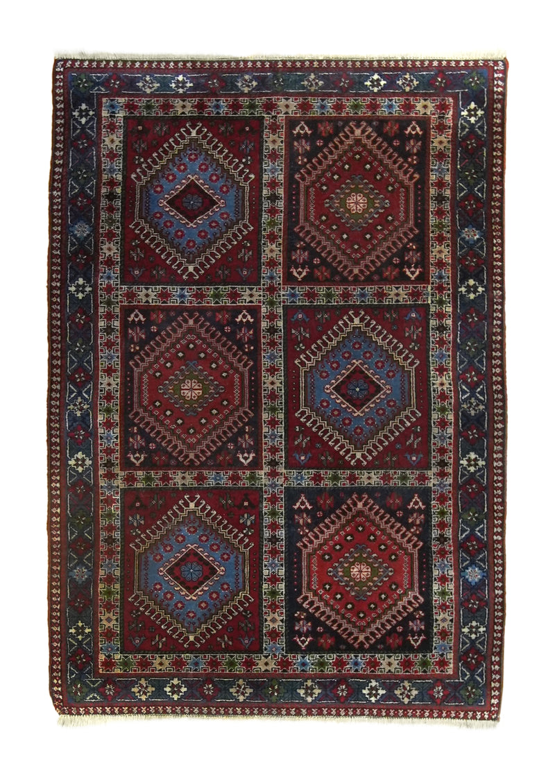 A35737 Persian Rug Yalameh Handmade Area Tribal 3'5'' x 5'0'' -3x5- Red Blue Garden Design