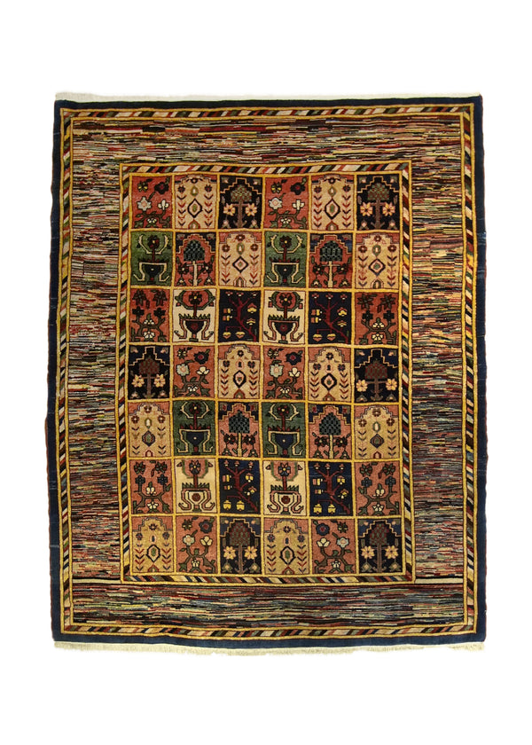 A35739 Oriental Rug Turkish Handmade Area Tribal 4'10'' x 6'6'' -5x7- Yellow Gold Multi-color Garden Gabbeh Design