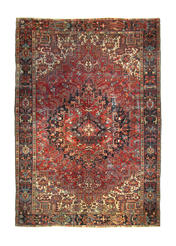 A35741 Persian Rug Heriz Handmade Area Antique Tribal 8'2'' x 11'8'' -8x12- Red Geometric Design