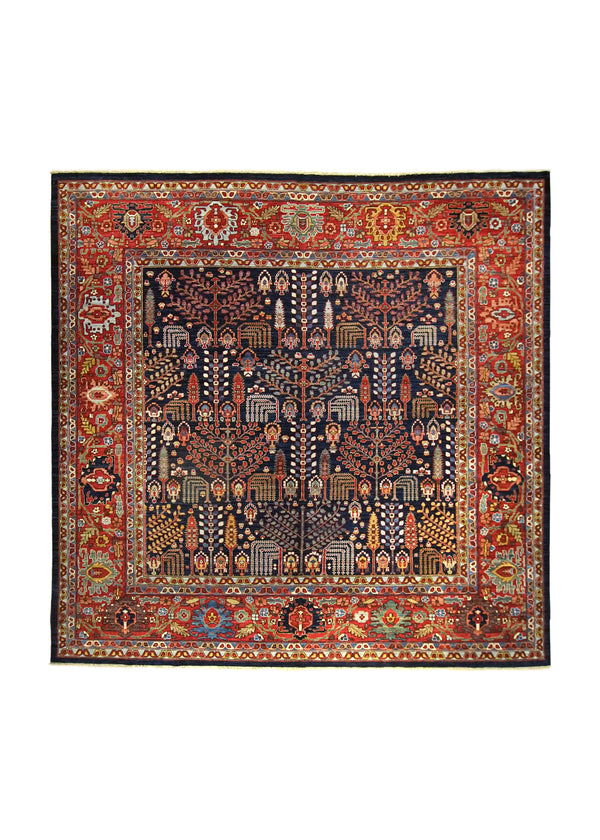 A35750 Oriental Rug Pakistani Handmade Area Transitional Tribal 9'11'' x 10'0'' -10x10- Red Blue Tree of Life Bakhshayesh Ariana Design