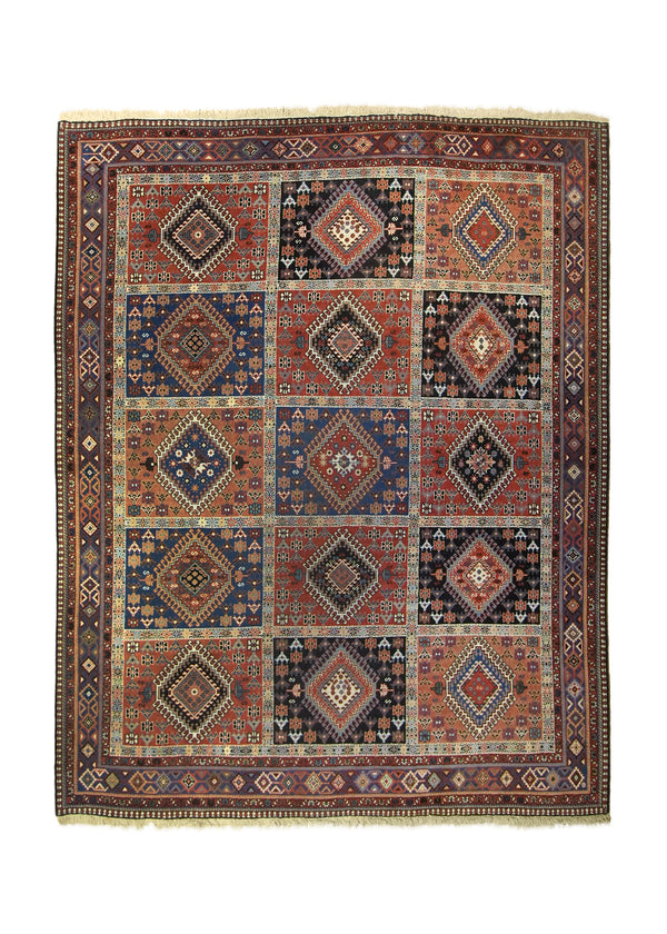 A35753 Persian Rug Yalameh Handmade Area Tribal 6'7'' x 8'5'' -7x8- Red Blue Garden Design