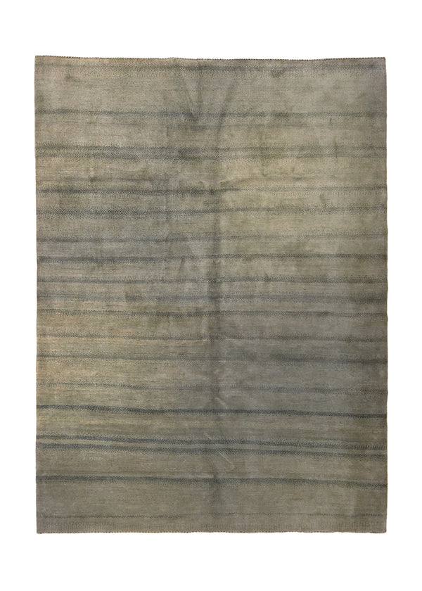 A35755 Persian Rug Gabbeh Handmade Area Tribal 7'4'' x 10'0'' -7x10- Green Stripes Grass Open Design