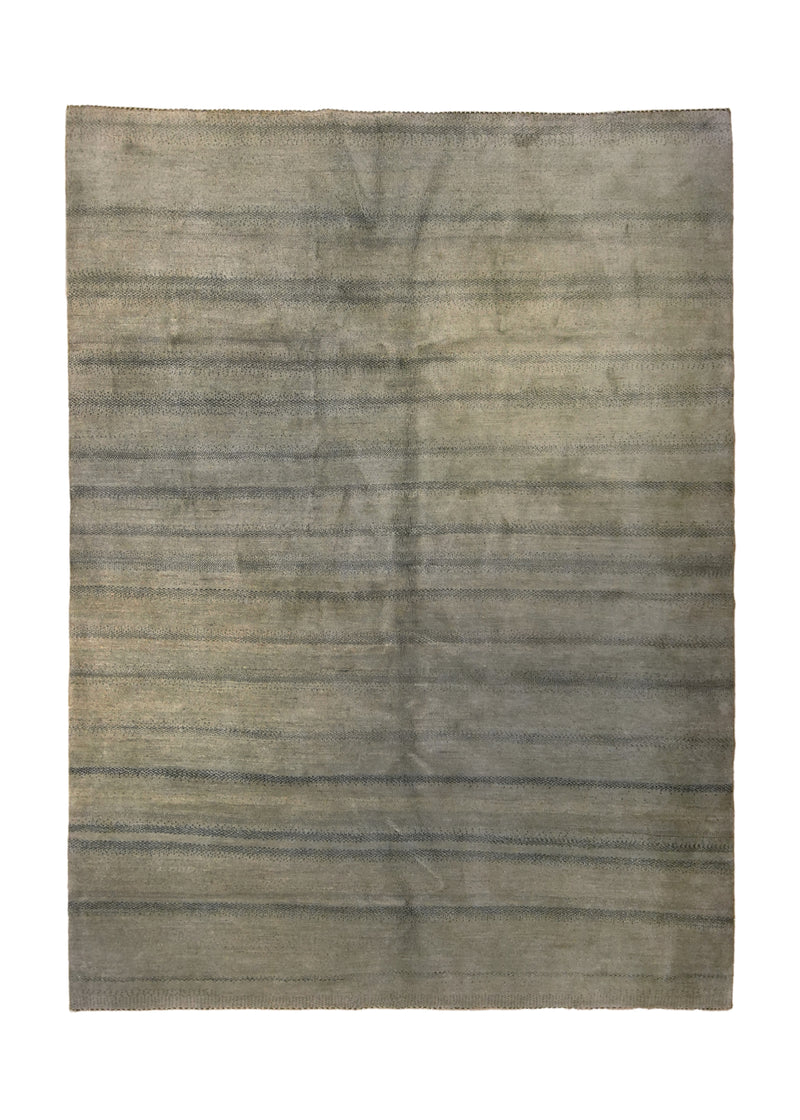 A35755 Persian Rug Gabbeh Handmade Area Tribal 7'4'' x 10'0'' -7x10- Green Stripes Grass Open Design