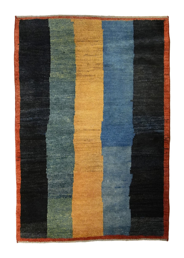 A35756 Persian Rug Gabbeh Handmade Area Tribal 3'5'' x 4'10'' -3x5- Blue Stripes Design