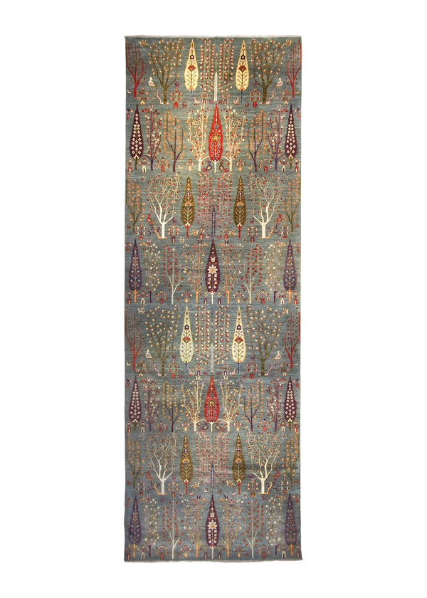 A35763 Oriental Rug Pakistani Handmade Runner Tribal 6'12'' x 20'8'' -7x21- Blue Multi-color Tree of Life Gabbeh Ariana Design