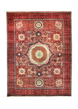 A35771 Oriental Rug Pakistani Handmade Area Transitional Tribal 8'9'' x 11'10'' -9x12- Green Multi-color Geometric Mamluk Design