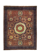 A35772 Oriental Rug Pakistani Handmade Area Transitional Tribal 8'11'' x 12'1'' -9x12- Red Multi-color Geometric Mamluk Design
