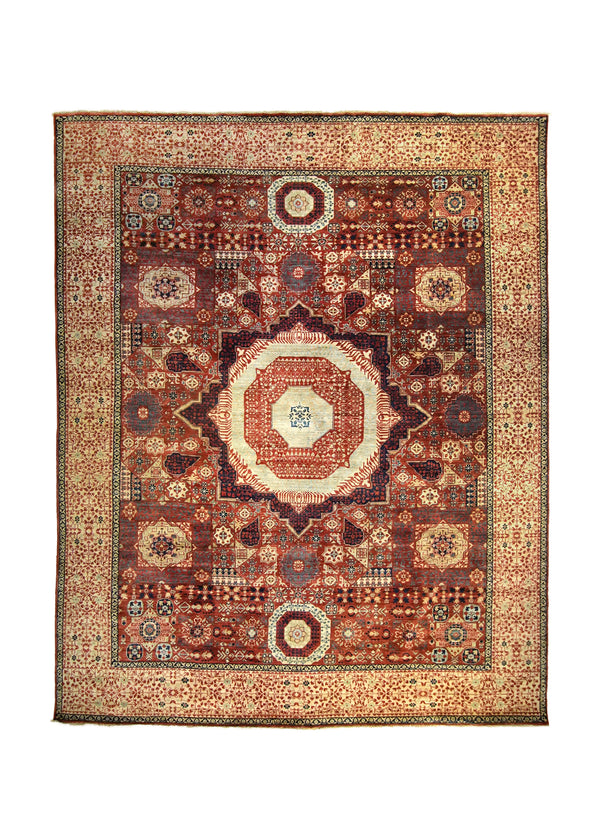 A35773 Oriental Rug Pakistani Handmade Area Transitional Tribal 8'0'' x 10'0'' -8x10- Blue Red Multi-color Geometric Mamluk Design.jpg