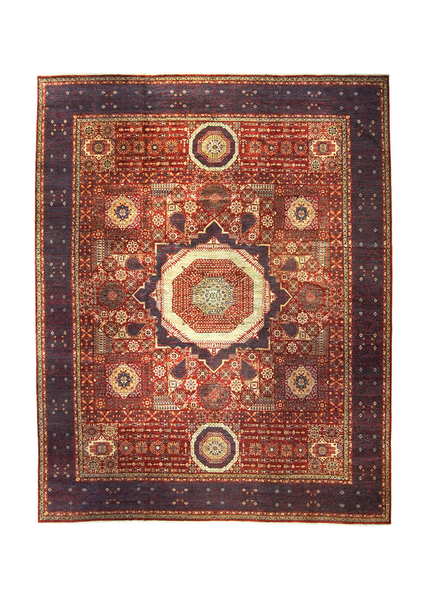 A35775 Oriental Rug Pakistani Handmade Area Transitional Tribal 11'10'' x 14'11'' -12x15- Yellow Gold Red Multi-color Geometric Mamluk Design