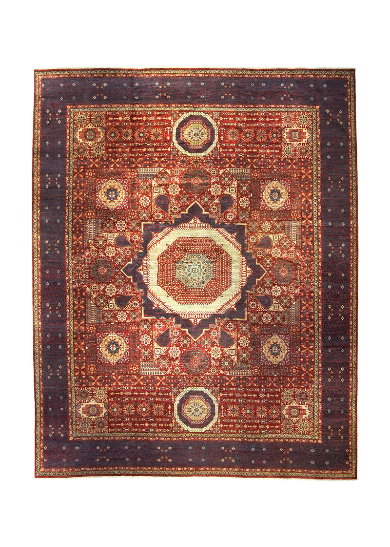 A35775 Oriental Rug Pakistani Handmade Area Transitional Tribal 11'10'' x 14'11'' -12x15- Yellow Gold Red Multi-color Geometric Mamluk Design