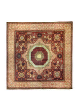 A35778 Oriental Rug Pakistani Handmade Area Transitional Tribal 8'12'' x 9'1'' -9x9- Red Multi-color Geometric Mamluk Design